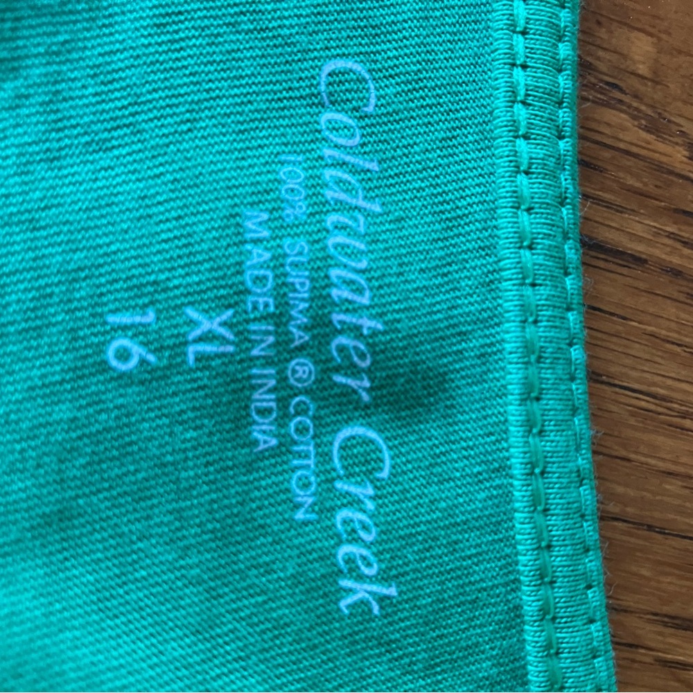 🎁2/$12 COLDWATER CREEK GREEN XL 100% SUPIMA COTTON SHIRT - Picture 7 of 9